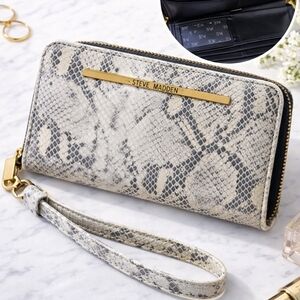 Steve Madden Snake Print Zip Around Wristlet Wallet
